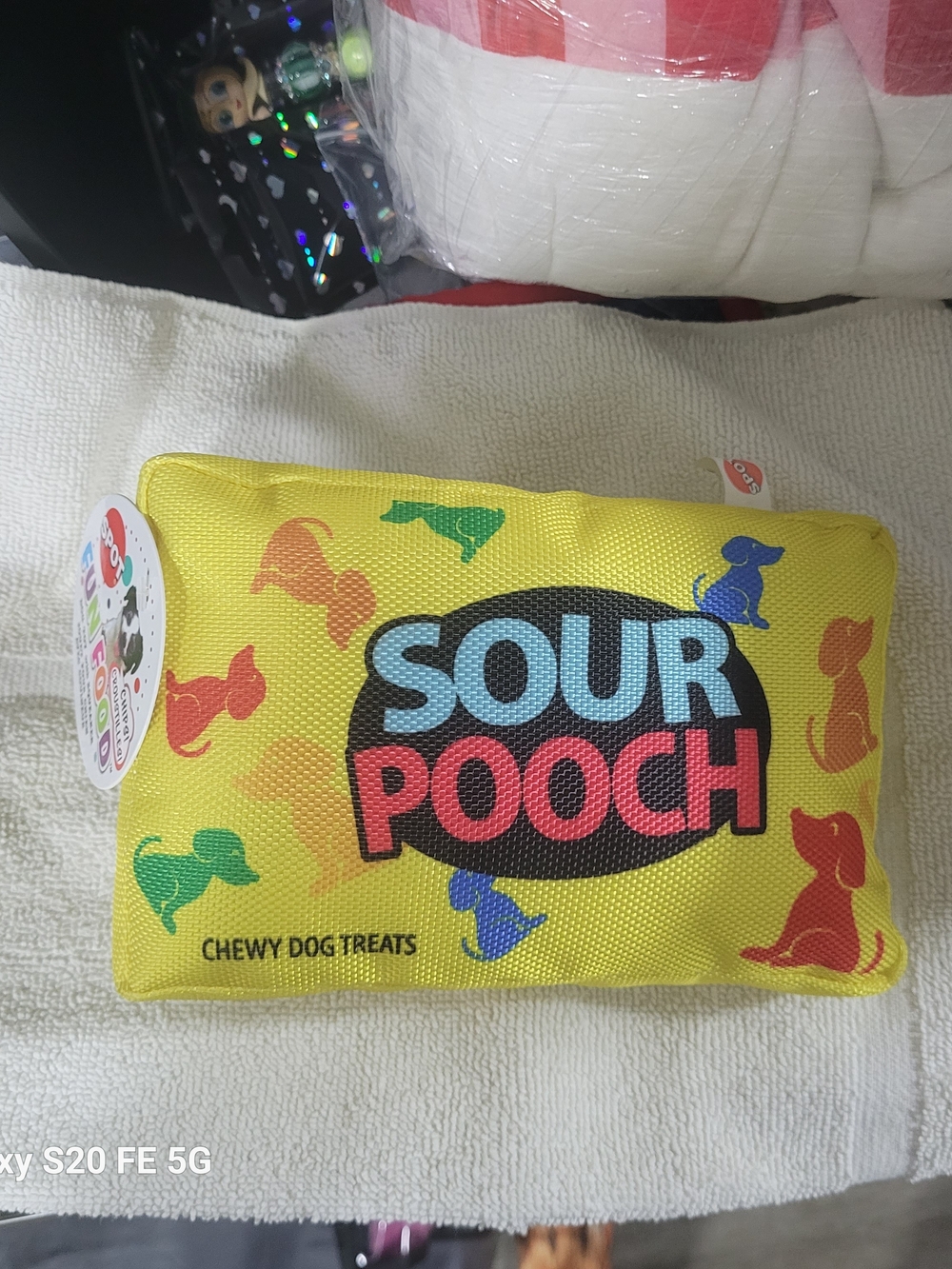 Source Unknown Yellow "Sour Pooch" Chewy Dog Treat Toy